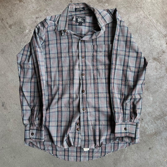 (S) 90s Burberrys Plaid Button Up Shirt