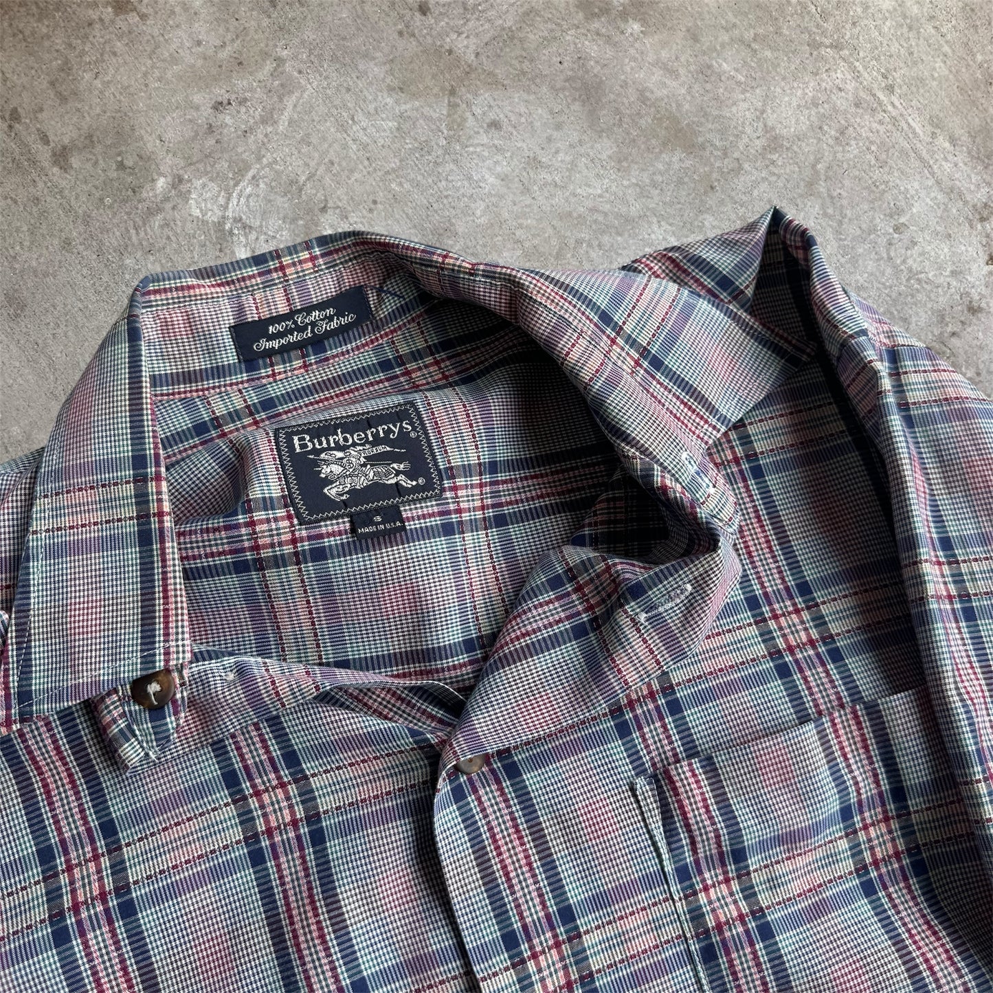 (S) 90s Burberrys Plaid Button Up Shirt