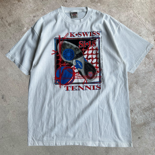 (XL) 90s K Swiss SI18 Tennis Shoe Promo Shirt